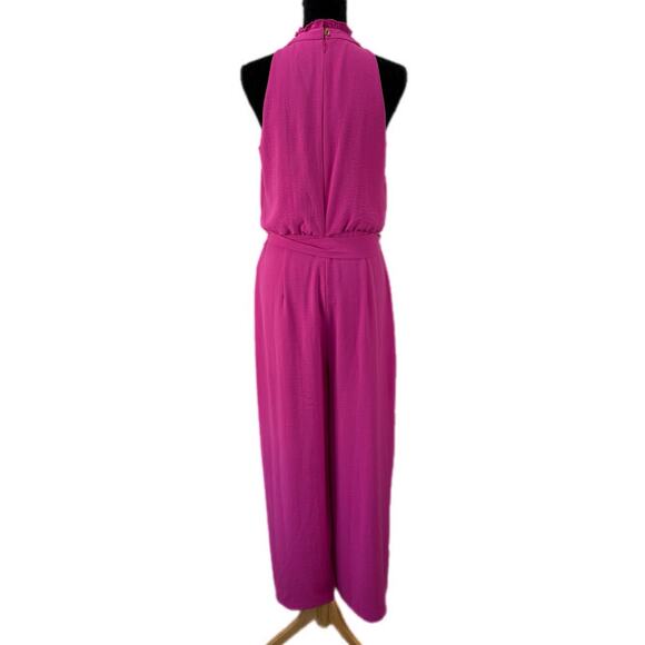 Vince Camuto Bright Pink Halter Wide Leg Jumpsuit - Women's Size 10 - Picture 3 of 8